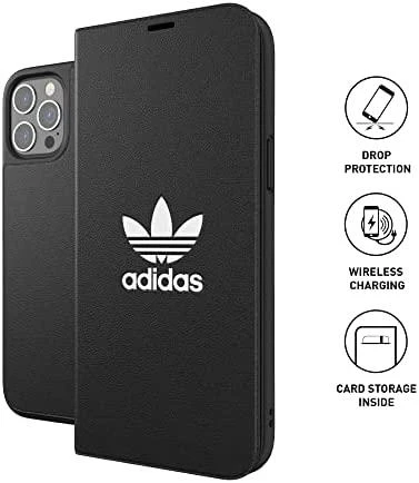 Adidas OR Booklet Dėklas BASIC Apple iPhone 12 Pro Max 6,7″ juodos spalvos baltos spalvos 42228