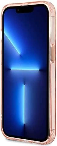 Guess GUHMP14XHTCMP Apple iPhone 14 Pro Max 6,7″ rožinės spalvos kietas dėklas Gold Outline Translucent MagSafe