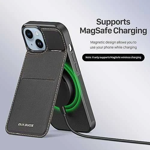 3in1 Wallet with Stand Apple iPhone 15 Plus MagSafe RFID Blocker Dux Ducis Rafi Mag – dėklas telefonui juodos spalvos