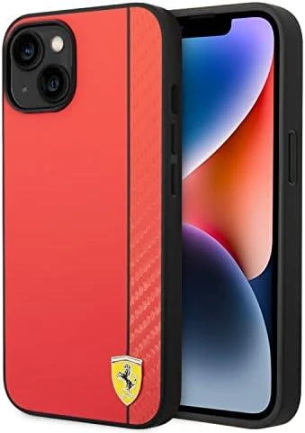 Ferrari FEHCP14MAXRE Apple iPhone 14 Plus / 15 Plus 6.7″ red kietas dėklas Carbon