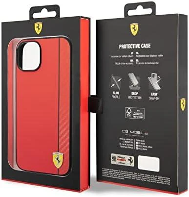 Ferrari FEHCP14MAXRE Apple iPhone 14 Plus / 15 Plus 6.7″ red kietas dėklas Carbon