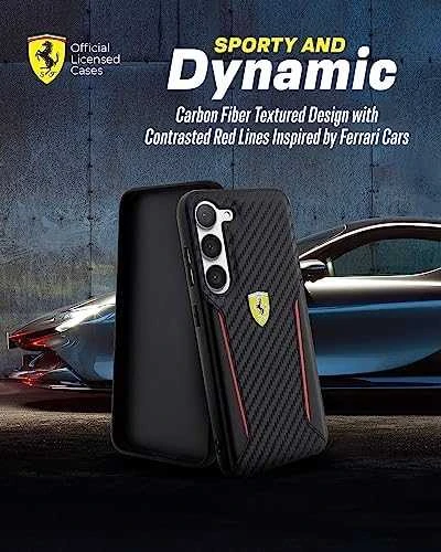 Ferrari FEHCS23MNPYK S23+ S916 juodos spalvos kietas dėklas Carbon Contrast Edges