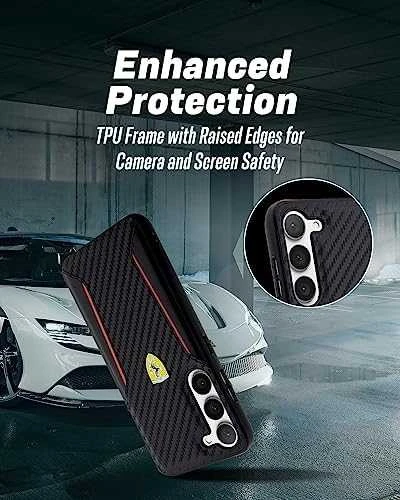 Ferrari FEHCS23MNPYK S23+ S916 juodos spalvos kietas dėklas Carbon Contrast Edges