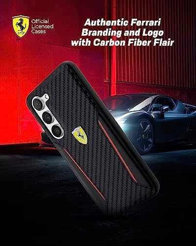 Ferrari FEHCS23MNPYK S23+ S916 juodos spalvos kietas dėklas Carbon Contrast Edges