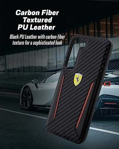 Ferrari FEHCS23MNPYK S23+ S916 juodos spalvos kietas dėklas Carbon Contrast Edges