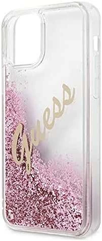 Dėklas GUESS GUHCP12SGLVSPI HARD CASE GLITTER VINTAGE SCRIPT IPHONE 12 MINI Rožinis