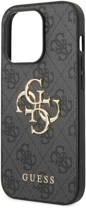 Apple iPhone 14 Pro Max Guess dėklas 4G Big Metal Logo pilkos spalvos