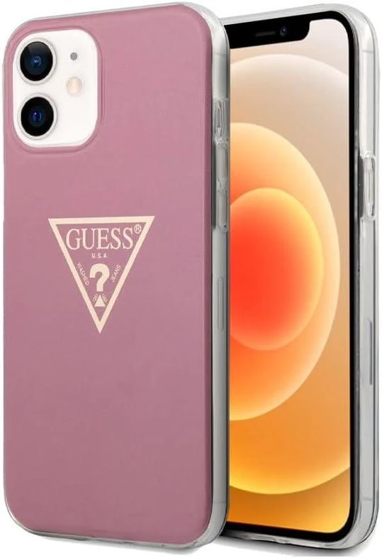 Guess GUHCP12SPCUMPTPI Apple iPhone 12 mini 5,4″ rožinės spalvos kietas dėklas Metallic Collection