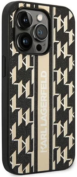 Dėklas Karl Lagerfeld KLHCP14LPGKLSKW iPhone 14 Pro 6.1" kieto dėklo ruda / ruda monograminė juostelė