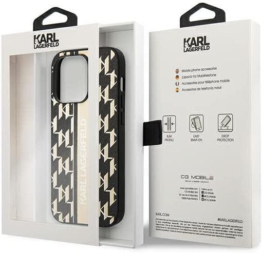 Dėklas Karl Lagerfeld KLHCP14LPGKLSKW iPhone 14 Pro 6.1" kieto dėklo ruda / ruda monograminė juostelė