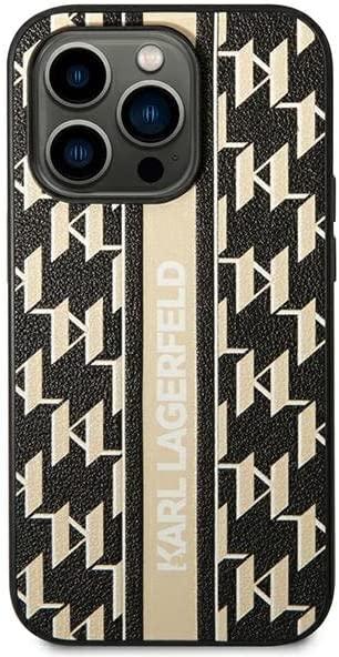 Dėklas Karl Lagerfeld KLHCP14LPGKLSKW iPhone 14 Pro 6.1" kieto dėklo ruda / ruda monograminė juostelė