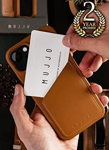 „Mujjo“ odinis piniginės formos dėklas, skirtas „iPhone 15 Plus“ ir „14 Plus“ – „Monaco“ mėlynas