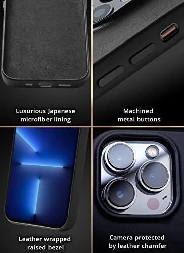 „Mujjo“ odinis piniginės formos dėklas, skirtas „iPhone 15 Plus“ ir „14 Plus“ – Juodas