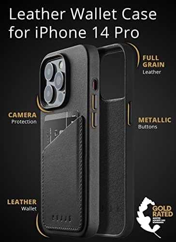 Dėklas Mujjo Leather Wallet Case for iPhone 14 Pro - Juodas