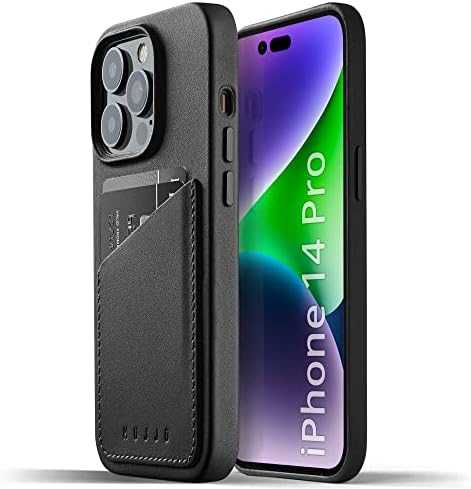 Dėklas Mujjo Leather Wallet Case for iPhone 14 Pro - Juodas