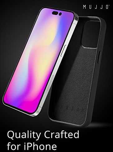 Dėklas Mujjo Leather Wallet Case for iPhone 14 Pro - Juodas
