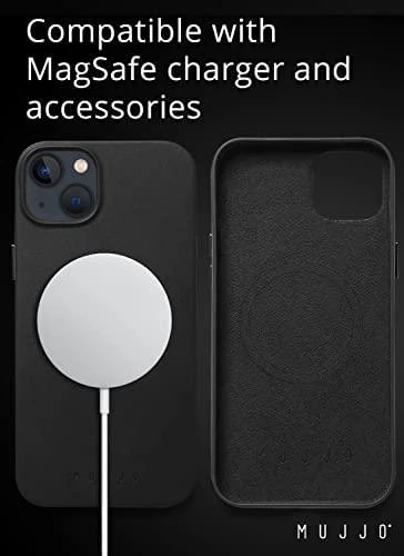 Troubadour Goods Mujjo Full Odinis dėklas - etui skórzane do iPhone 14 Plus/15 Plus kompatybilne su MagSafe (juodas)