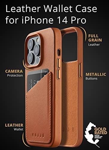 „Mujjo“ odinis piniginės dėklas, skirtas „iPhone 14 Pro“ – rudas