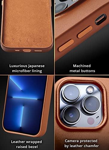 „Mujjo“ odinis piniginės dėklas, skirtas „iPhone 14 Pro“ – rudas