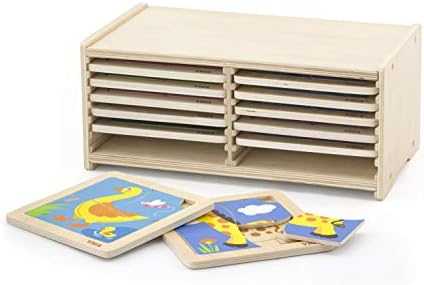 Dėlionė Viga Toys Mediniai galvosūkiai 12 lentų 4 galvosūkiai „Viga“ žaislų stende