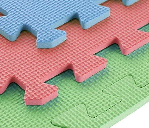 Sudedamas kilimėlis treniruotėms One Fitness MP10 žalias-mėlynas-raudonas, 60x60x1.0cm (9 dalių)