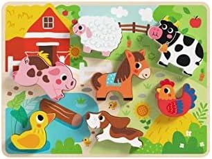 Tooky Toys TOOKY TOY medinis Montessori dėlionės gyvūnams fermai dera su formomis