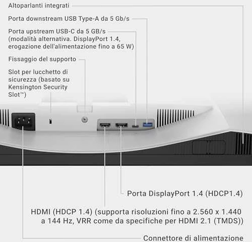 Monitorius Dell S2725DC, 27" QHD (2560x1440) IPS, 144Hz, 1ms, USB-C 65W, HDMI 2.1, DP, garsiakalbiai, reguliuojamas stovas