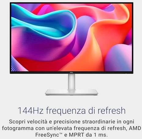Monitorius Dell S2725DC, 27" QHD (2560x1440) IPS, 144Hz, 1ms, USB-C 65W, HDMI 2.1, DP, garsiakalbiai, reguliuojamas stovas