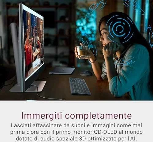 Monitorius Dell S3225QC, 32" 4K UHD (3840x2160) QD-OLED, 120Hz, 0.03ms, FreeSync Premium Pro, HDR True Black 400, Dolby Vision, USB-C, garsiakalbiai