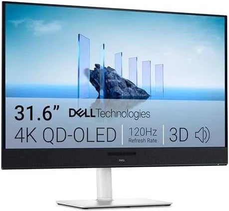 Monitorius Dell S3225QC, 32" 4K UHD (3840x2160) QD-OLED, 120Hz, 0.03ms, FreeSync Premium Pro, HDR True Black 400, Dolby Vision, USB-C, garsiakalbiai