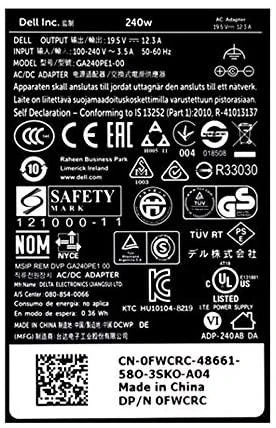 Dell 240 W kintamosios srovės adapteris su 19,5 V įtampa