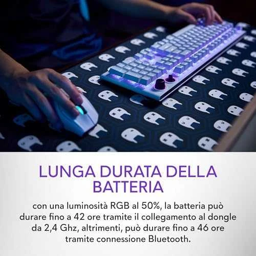 Dell Alienware Tri-Mode Belaidė klaviatūra žaidimams - AW920K - US (QWERTY) - Lunar Light