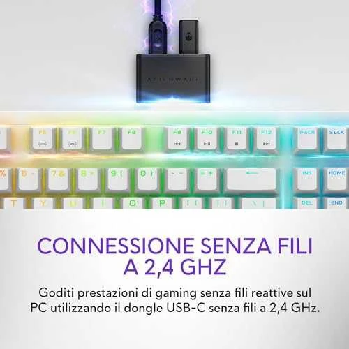 Dell Alienware Tri-Mode Belaidė klaviatūra žaidimams - AW920K - US (QWERTY) - Lunar Light