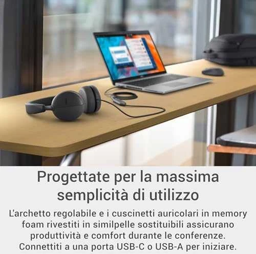 Dell | Pro su laidu Ant ausų uždedamos Ausinės | WH5024 | Su mikrofonu | USB Type-A | ANC | Juodas