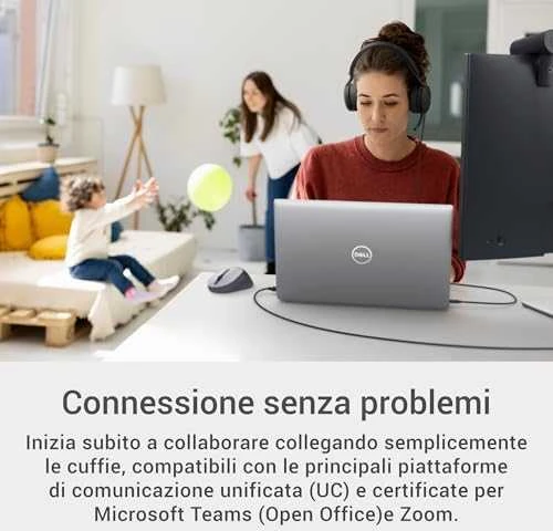 Dell | Pro su laidu Ant ausų uždedamos Ausinės | WH5024 | Su mikrofonu | USB Type-A | ANC | Juodas