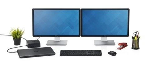 Dell TB16 prijungta prie dviejų monitorių darbo stotis