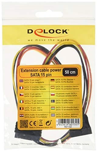 DELOCK prailginimo laido maitinimo SATA 15 kontaktų kištukas > SATA 15 Pin moteriškas 50cm