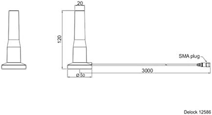Delock LTE antenos SMA kištukas 3 - 5 dBi 12 cm fiksuotas įvairiakryptis