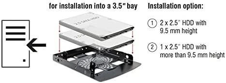 DELOCK rėmas 3,5 colio > 2 x 2,5" HDD metalinis juodas