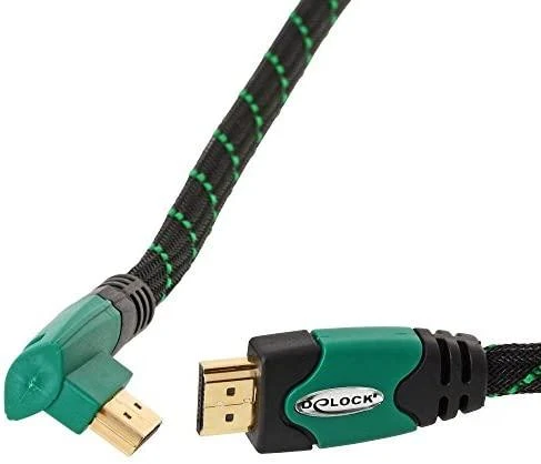 Delock HDMI laidas su kampine ir tiesia jungtimi