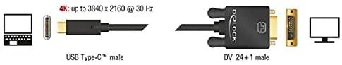 Delock Cable USB Type-C™ kištukas > DVI 24+1 kištukas DP-Alt režimas 4K 30 Hz 1 m sch