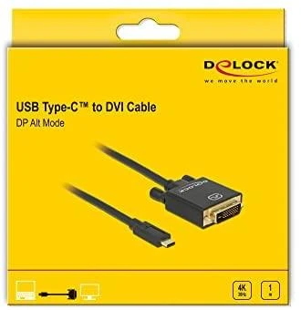 Delock Cable USB Type-C™ kištukas > DVI 24+1 kištukas DP-Alt režimas 4K 30 Hz 1 m sch