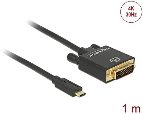 Delock Cable USB Type-C™ kištukas > DVI 24+1 kištukas DP-Alt režimas 4K 30 Hz 1 m sch