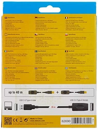 Delock kabelis USB 2.0 prailginimas, aktyvus 20 m