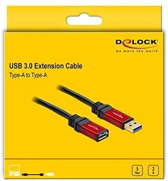 DELOCK Cable USB 3.0 raudonas prailginimas 2,0 m