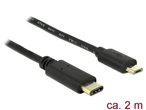 USB kabelis Delock USB-C į microUSB 2 m juodas (83334)