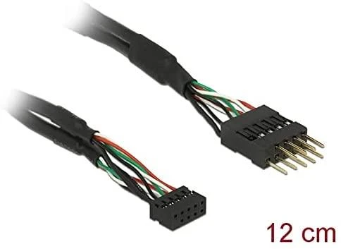 Delock USB 9 pin - USB 9 pin, 0,12m, Juoda (41977)