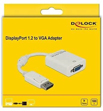 Delock Adapteris Displayport 1.2 vyriškas > VGA moteriškas baltas