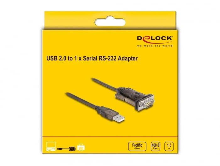 DLC DeLOCK 62646 serijinis kabelis Juoda 1,5 m USB A tipo DB-9