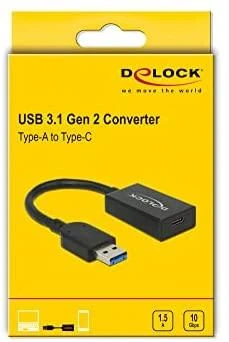 Šakotuvas Delock 65698 - 0.15 m - USB A - USB C - 3.2 Gen 2 (3.1 Gen 2) - Male/Female - Juodas